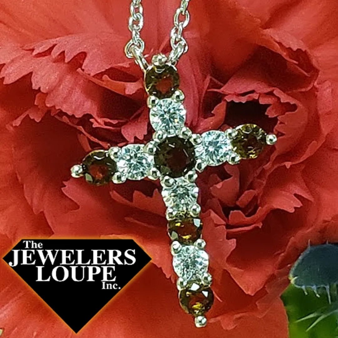 Sterling Silver January Birthstone Cross Necklace (95259)