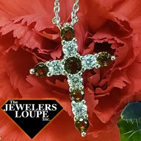 Sterling Silver January Birthstone Cross Necklace (95259)