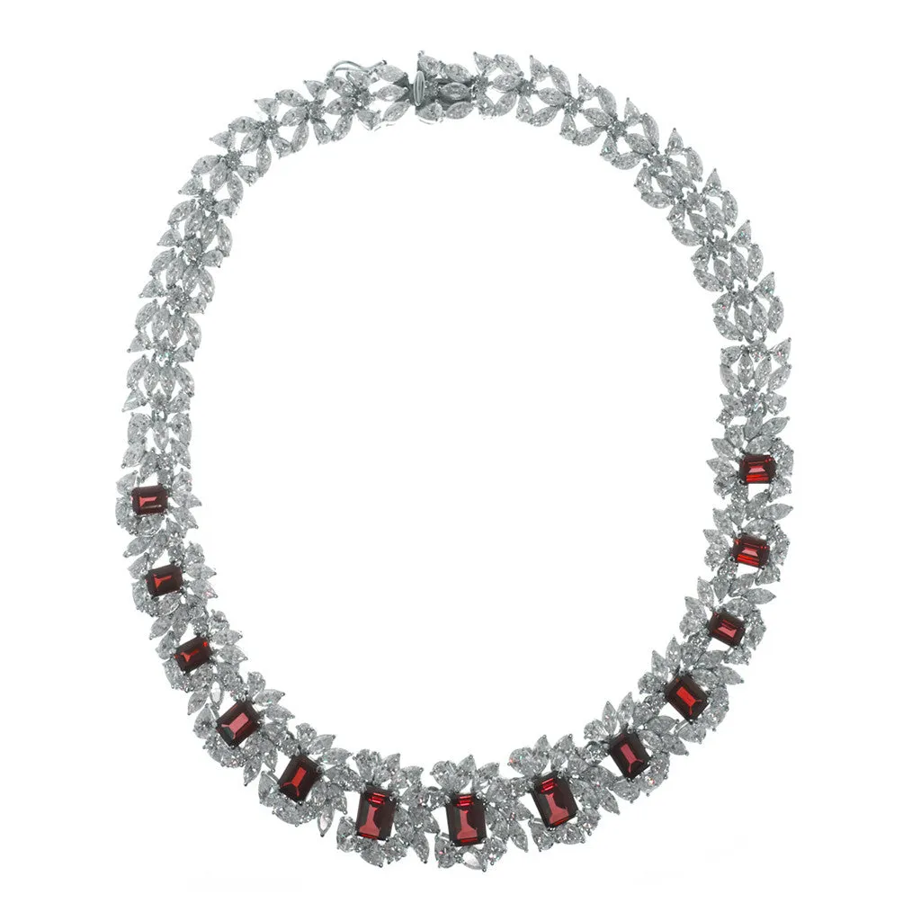 Sterling Silver Ruby CZ Necklace
