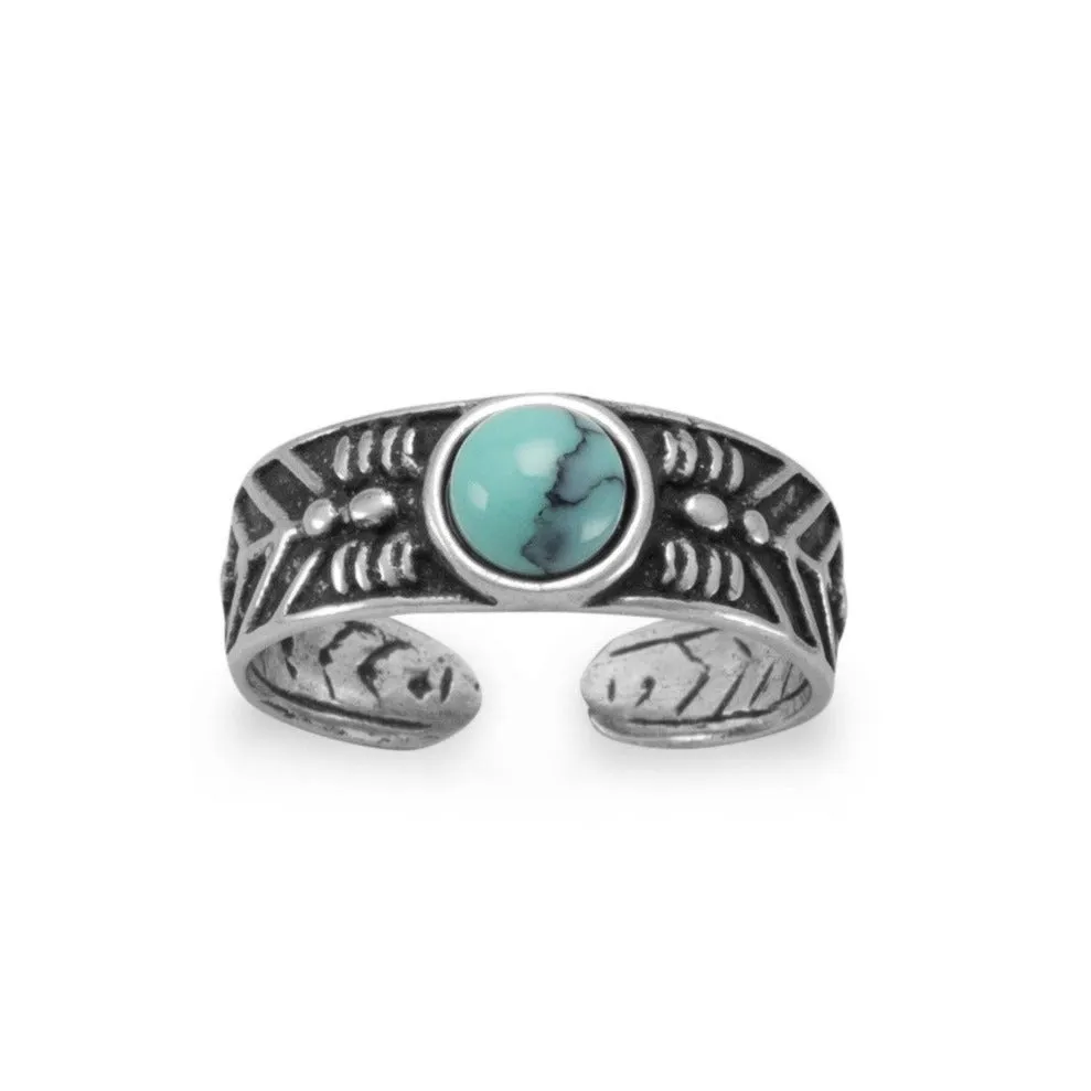 Sterling Silver Toe Ring with Simulated Turquoise