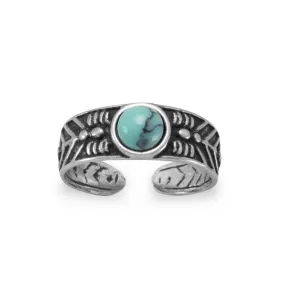 Sterling Silver Toe Ring with Simulated Turquoise