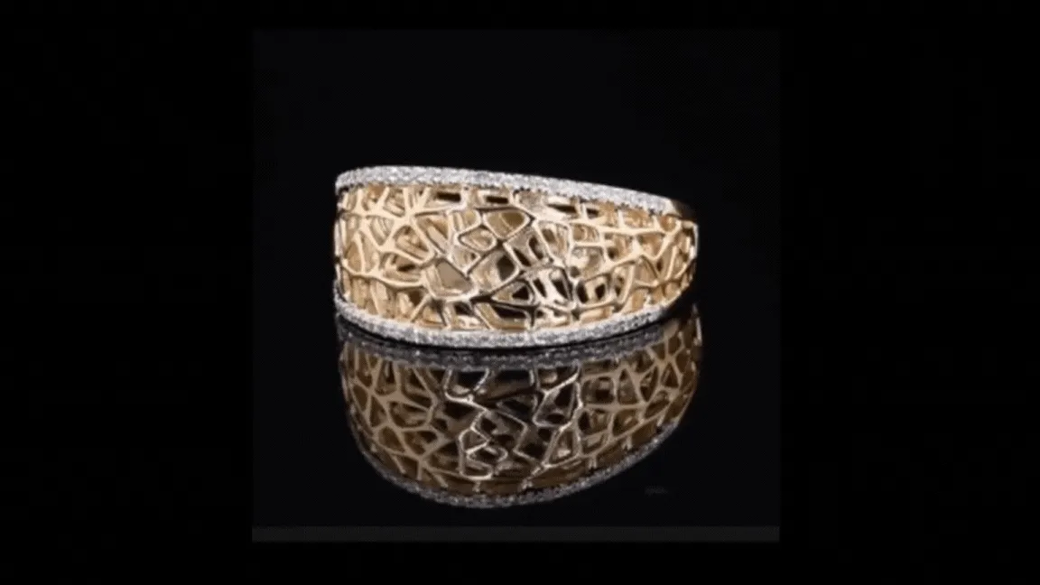 Stunning 14K Solid Yellow Gold with 52 Natural Diamonds Ring Band for Women