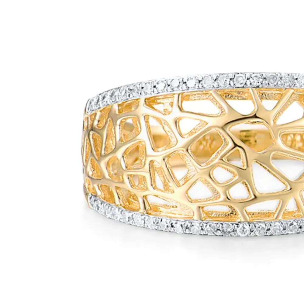 Stunning 14K Solid Yellow Gold with 52 Natural Diamonds Ring Band for Women