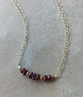 Textured Garnet Bar Necklace