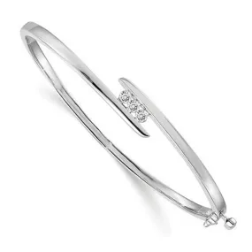 Three Stone Forever One Moissanite Bangle Bracelet in Solid 14kt Gold