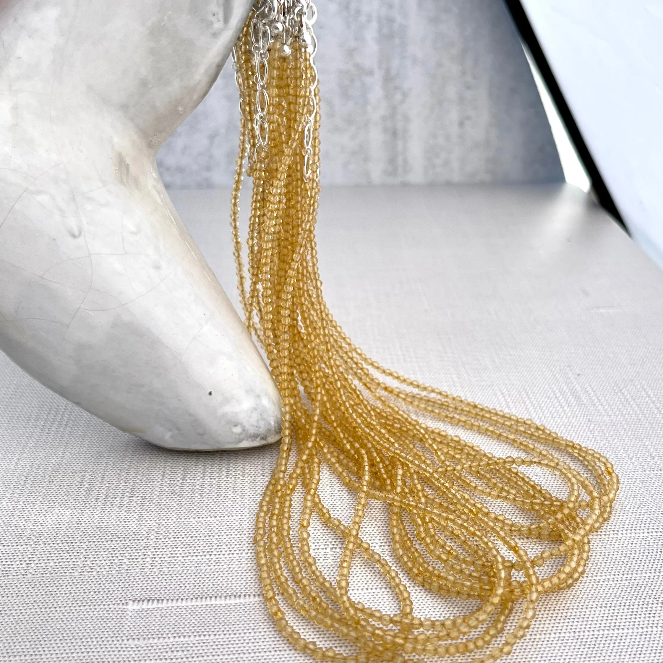 Tiny Faceted Citrine Necklace 17” with a removable 2” Extender