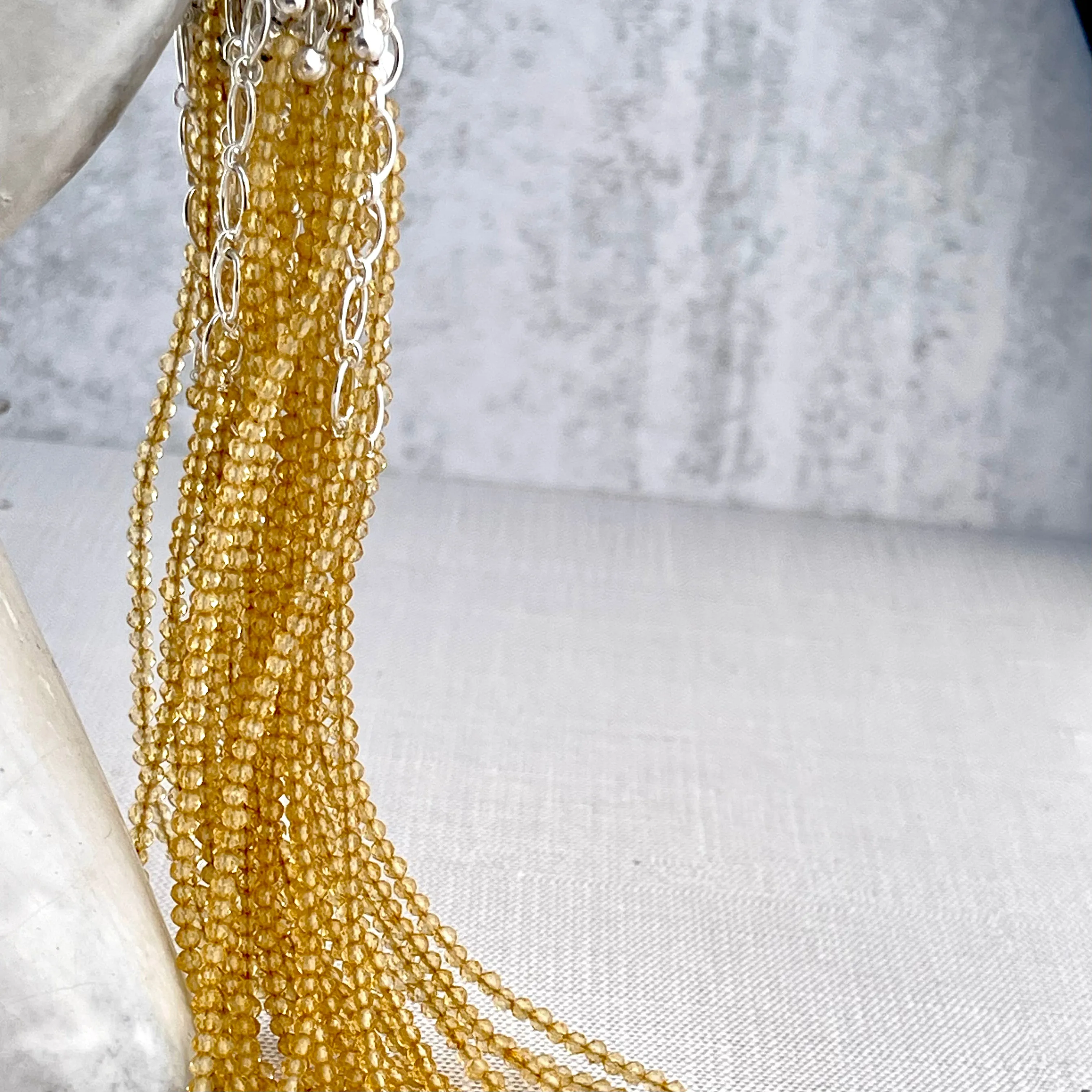Tiny Faceted Citrine Necklace 17” with a removable 2” Extender