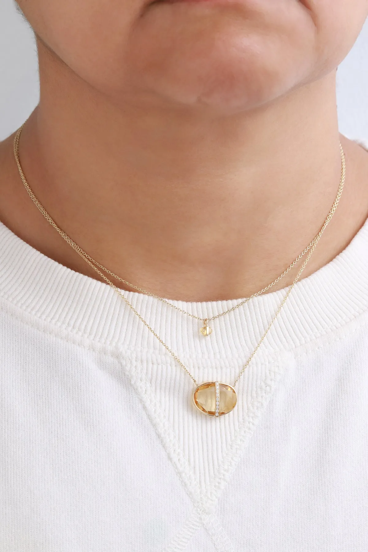 Tiny Freeform Citrine Necklace