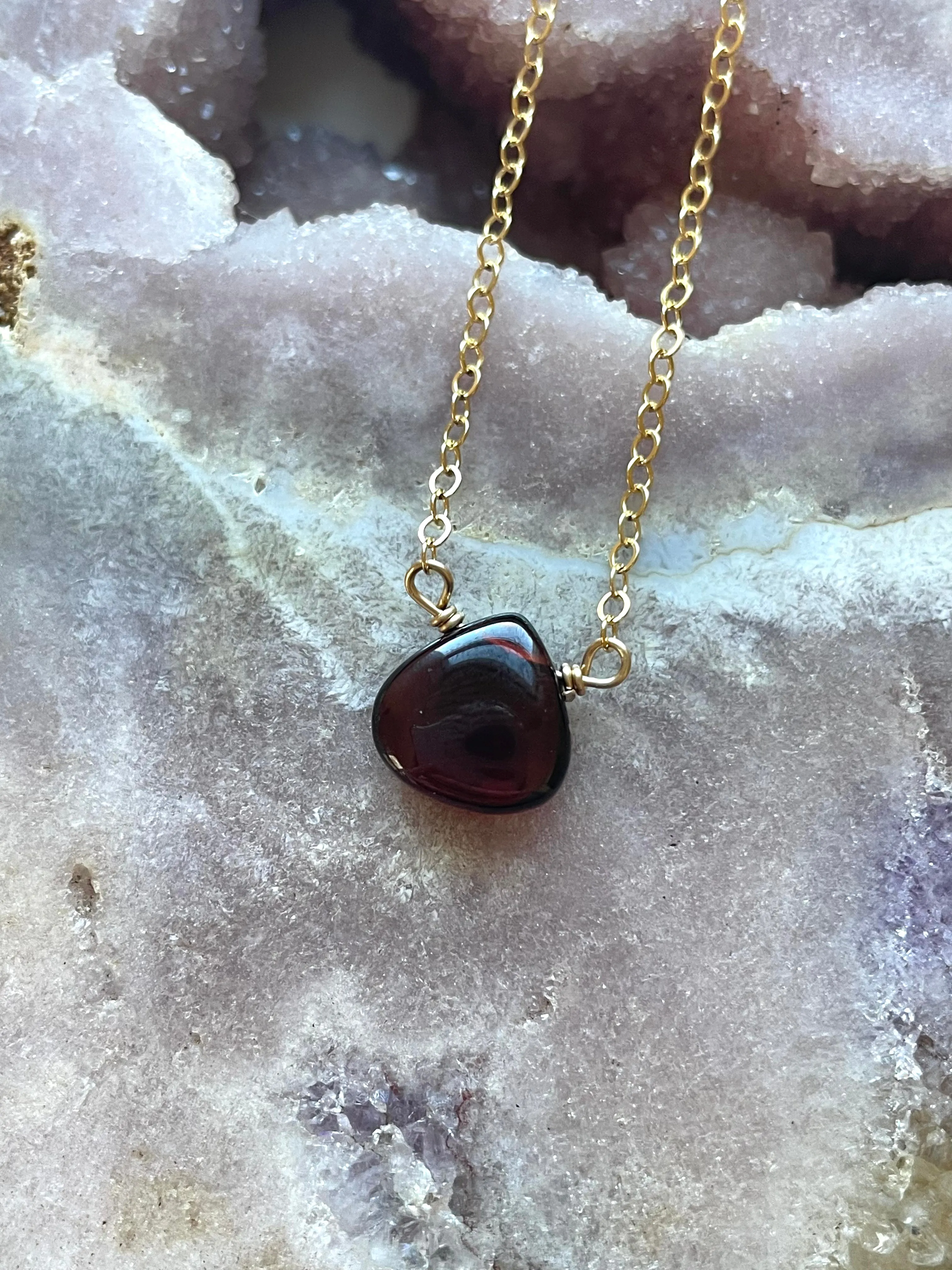 Tiny Garnet Necklace