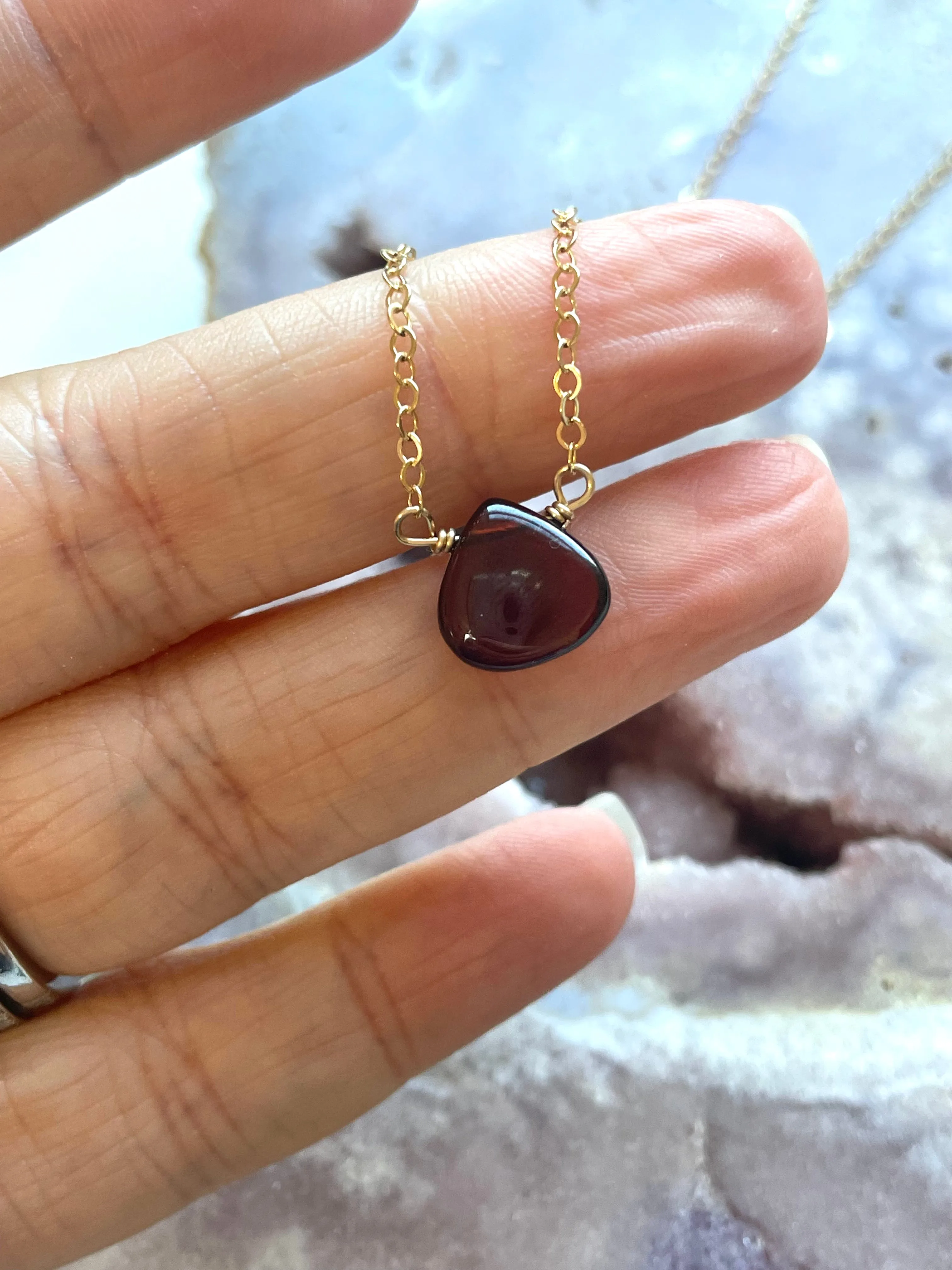 Tiny Garnet Necklace