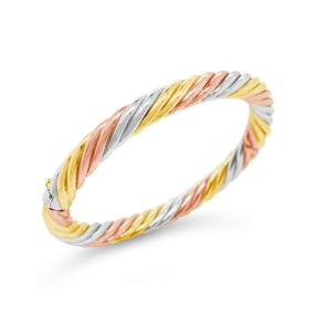 Tri-color Gold Twisted Bangle Bracelet