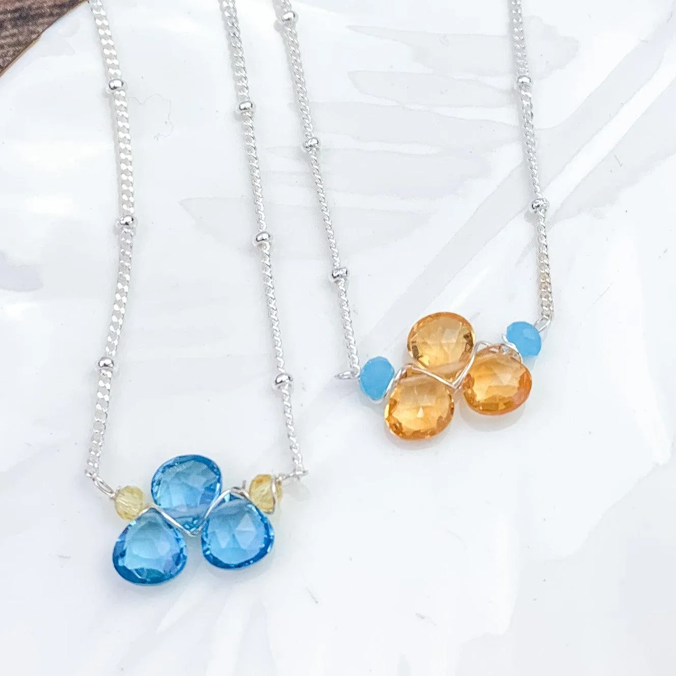 Ukraine 🇺🇦Fundraiser - mini Tri-Gem Necklaces