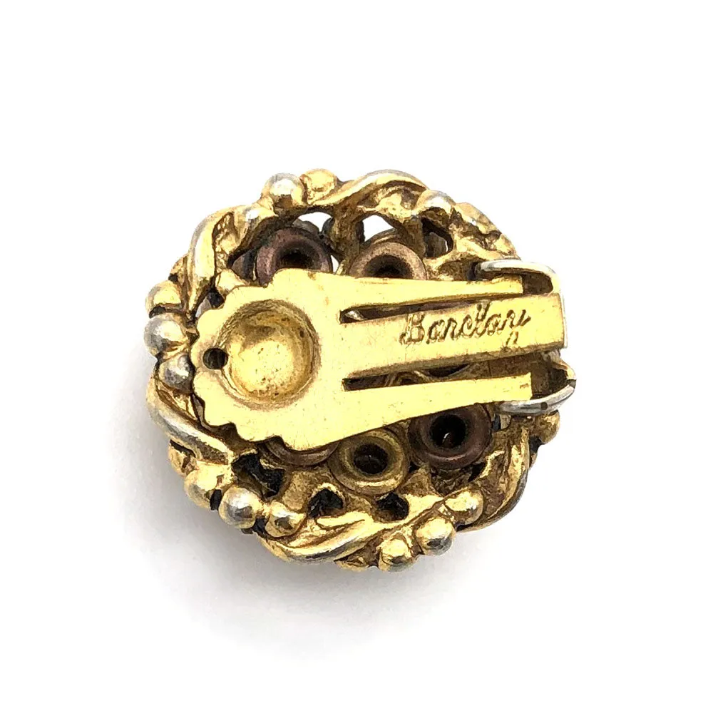 【USA輸入】ヴィンテージ バークレー アンバー  ラインストーン イヤリング/Vintage Barclay Amber Rhinestones Clip On Earrings
