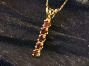 Vertical Garnet Pendant - Natural Garnet Necklace, January Birthstone Necklace