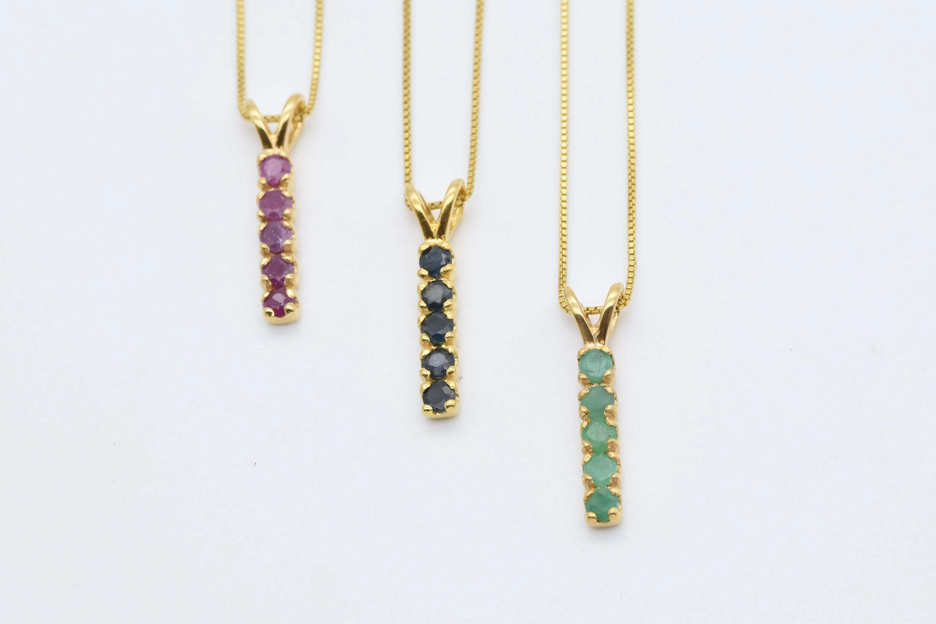 Vertical Garnet Pendant - Natural Garnet Necklace, January Birthstone Necklace