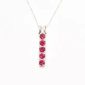 Vertical Ruby Necklace - Red Ruby Necklace - July Birthstone Necklace