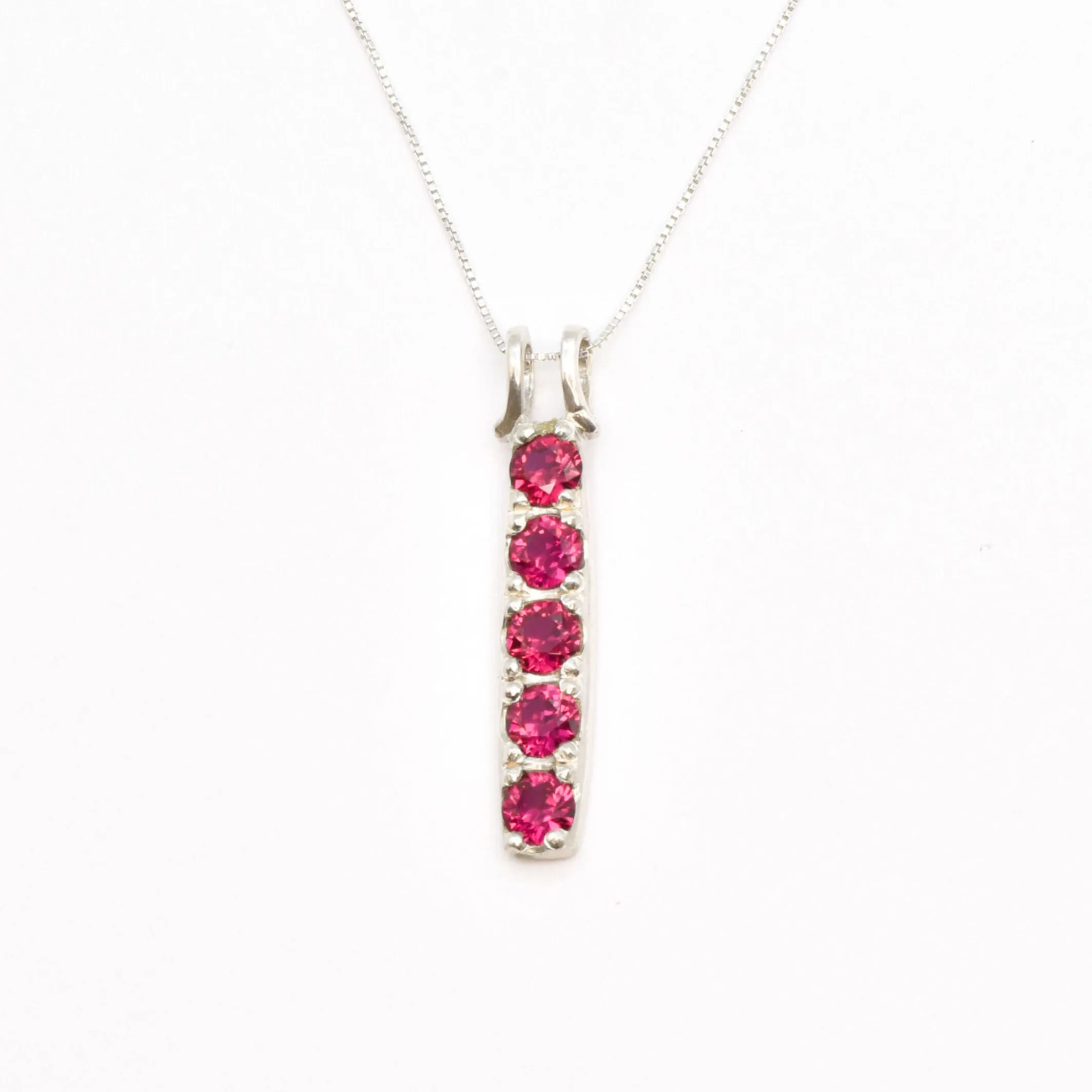 Vertical Ruby Necklace - Red Ruby Necklace - July Birthstone Necklace