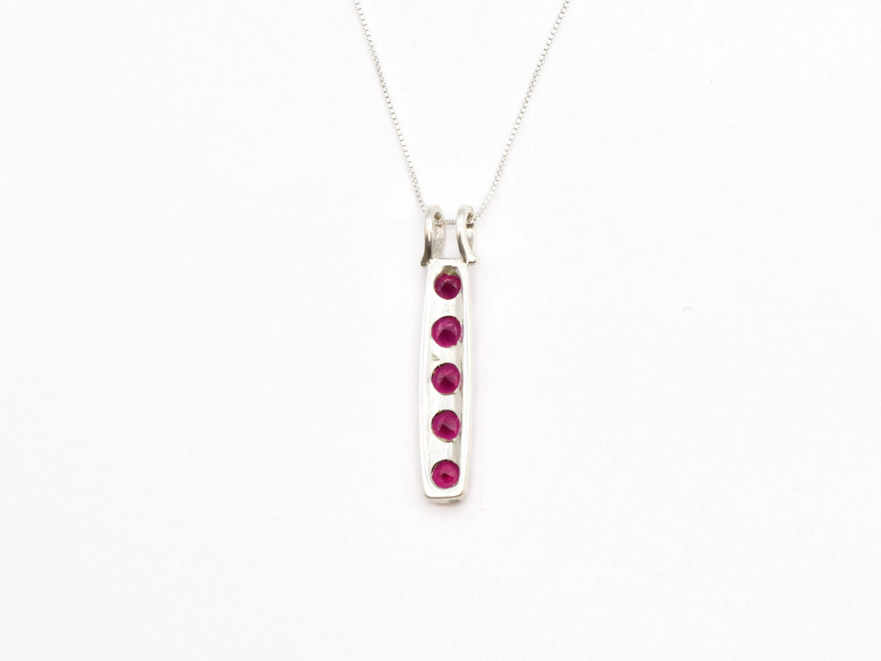 Vertical Ruby Necklace - Red Ruby Necklace - July Birthstone Necklace