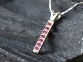 Vertical Ruby Pendant - Natural Ruby Necklace - Layering Necklace