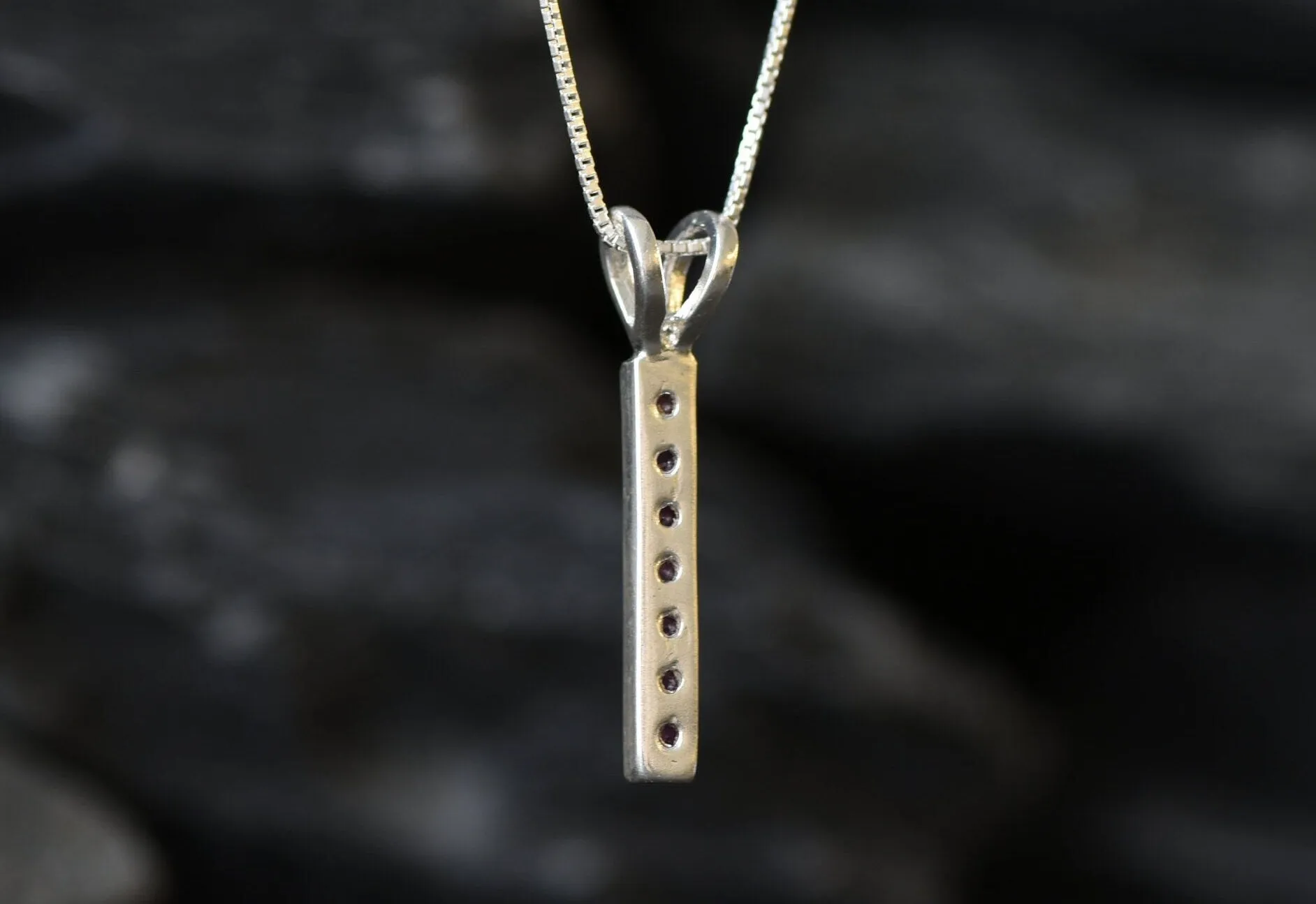 Vertical Ruby Pendant - Natural Ruby Necklace - Layering Necklace