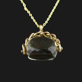 Victorian Gold Champagne Citrine Spinner Fob Necklace