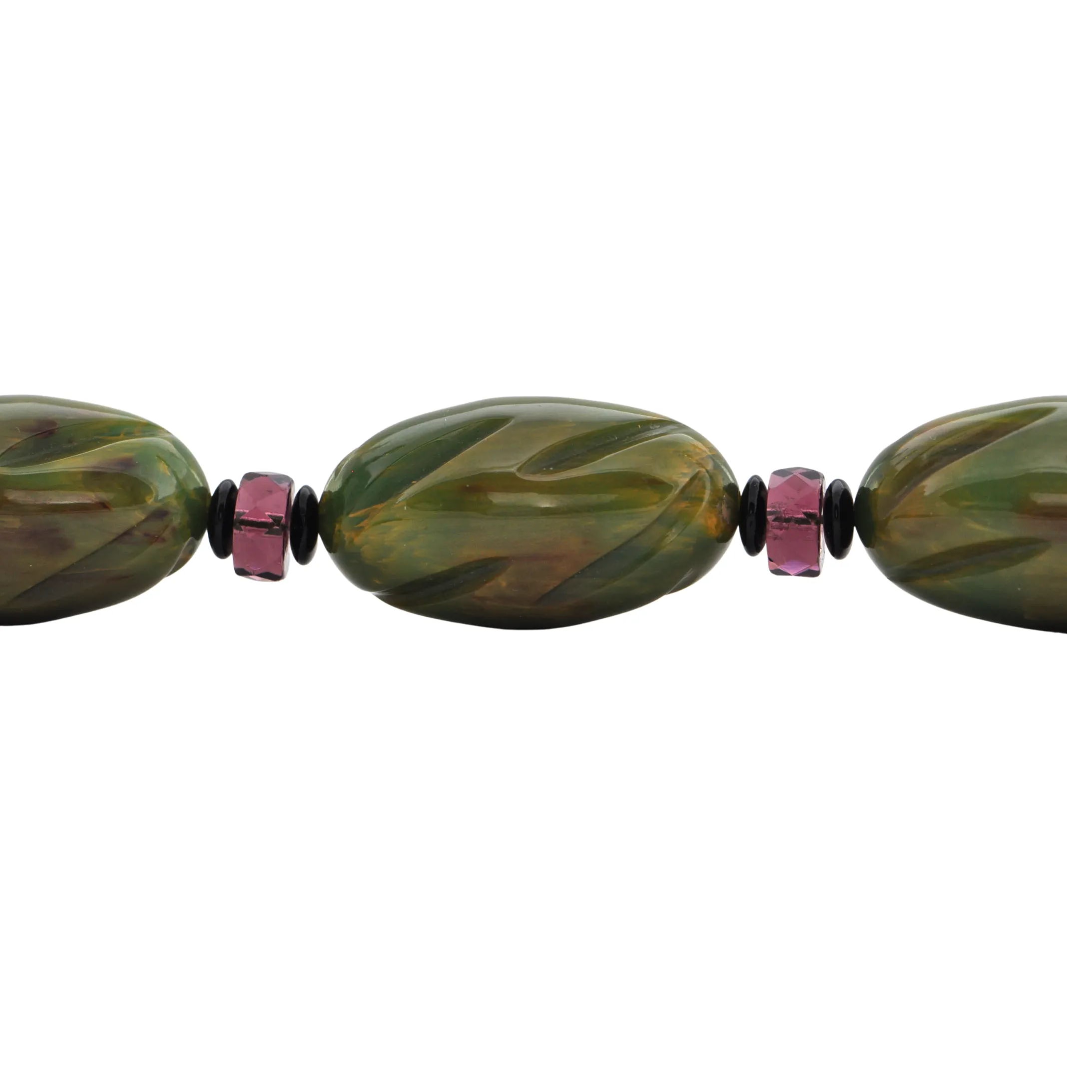 Vintage Carved 'Bakelite' and Amethyst Necklace