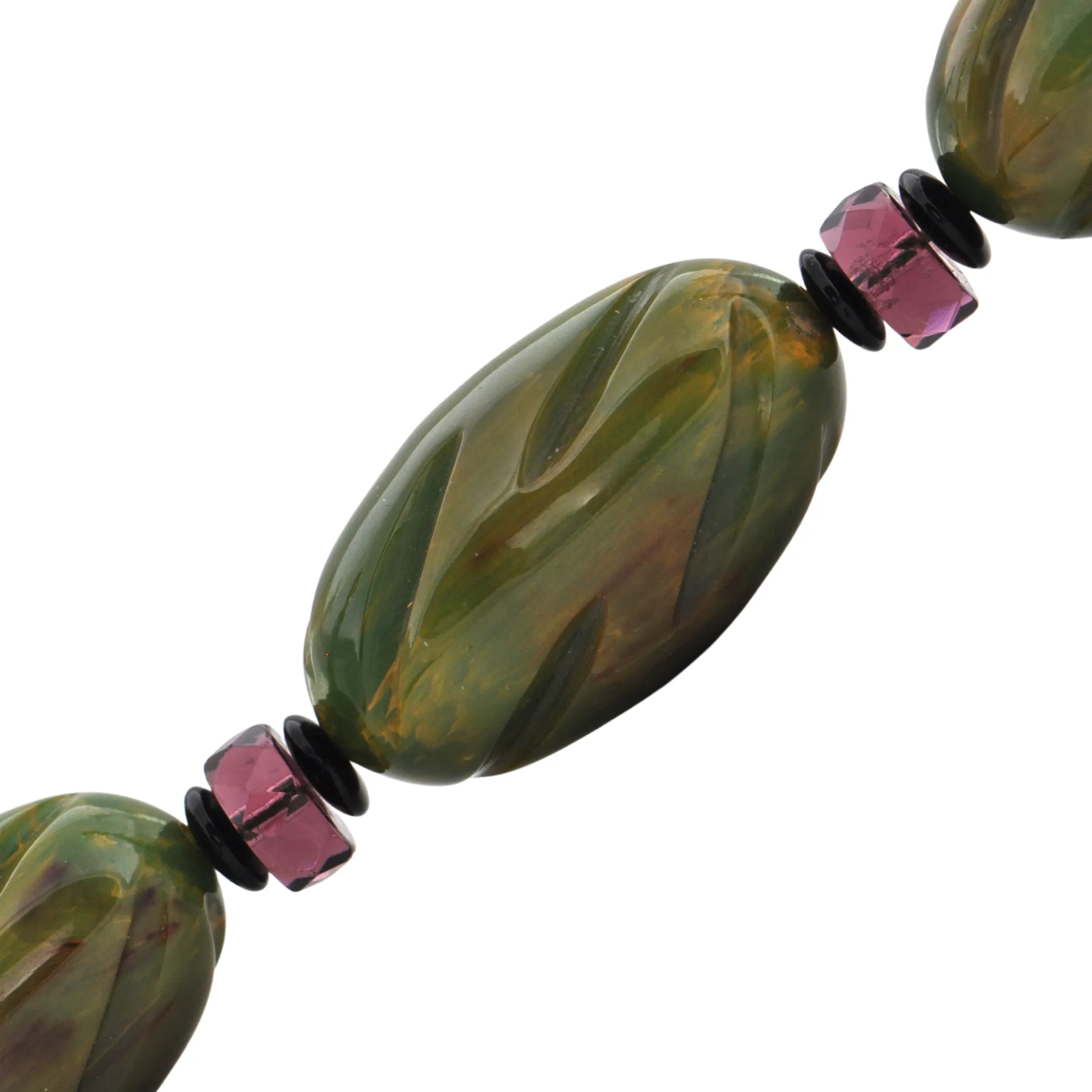 Vintage Carved 'Bakelite' and Amethyst Necklace