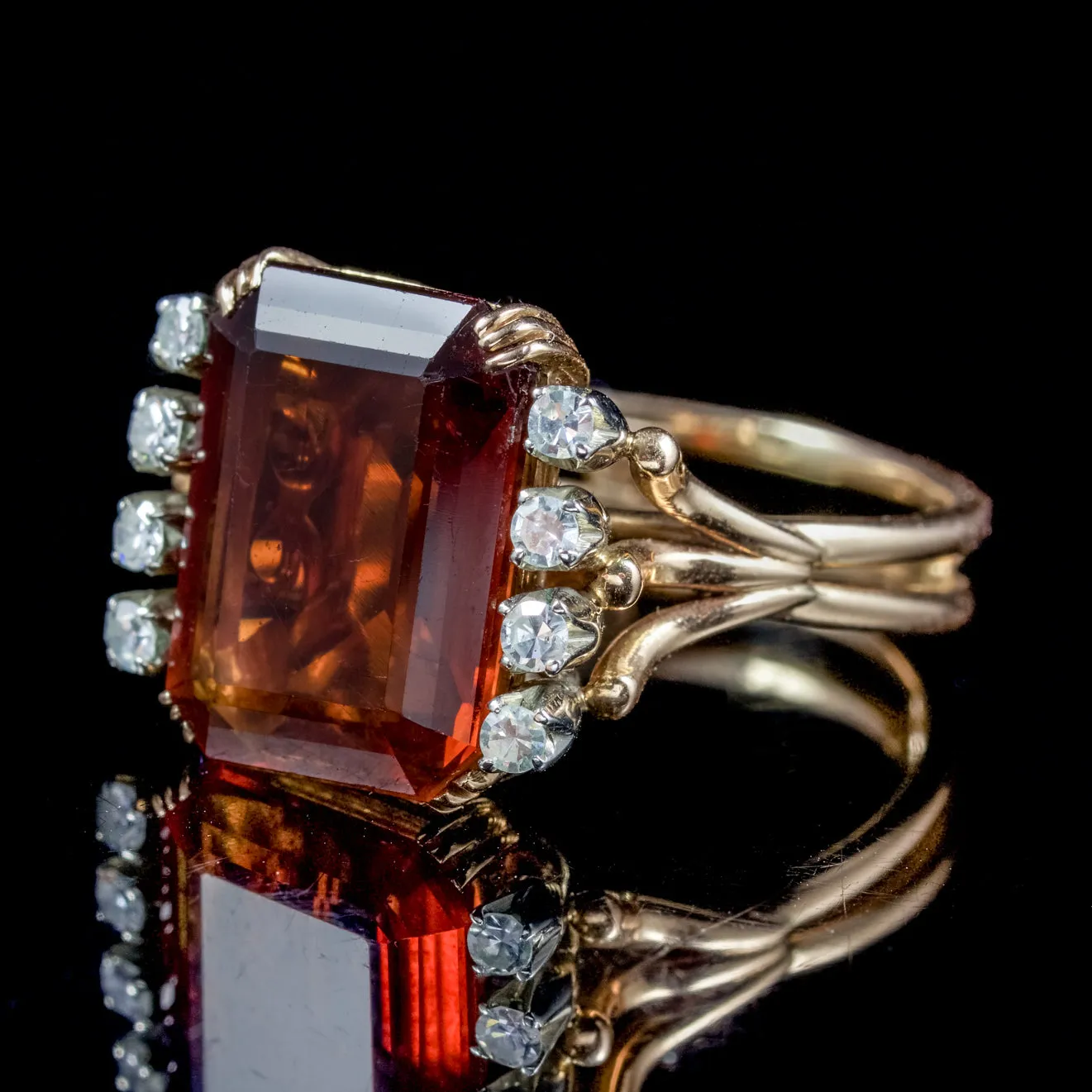 Vintage Citrine Diamond Ring 7ct Citrine Circa 1960