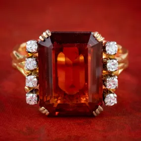 Vintage Citrine Diamond Ring 7ct Citrine Circa 1960