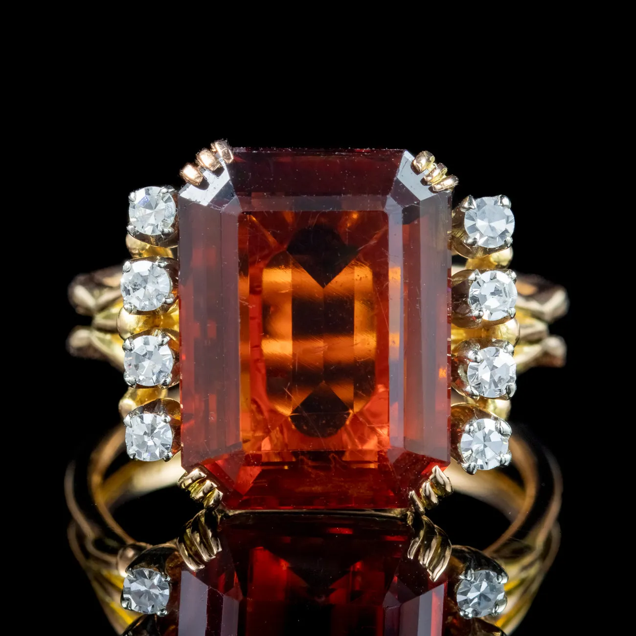 Vintage Citrine Diamond Ring 7ct Citrine Circa 1960