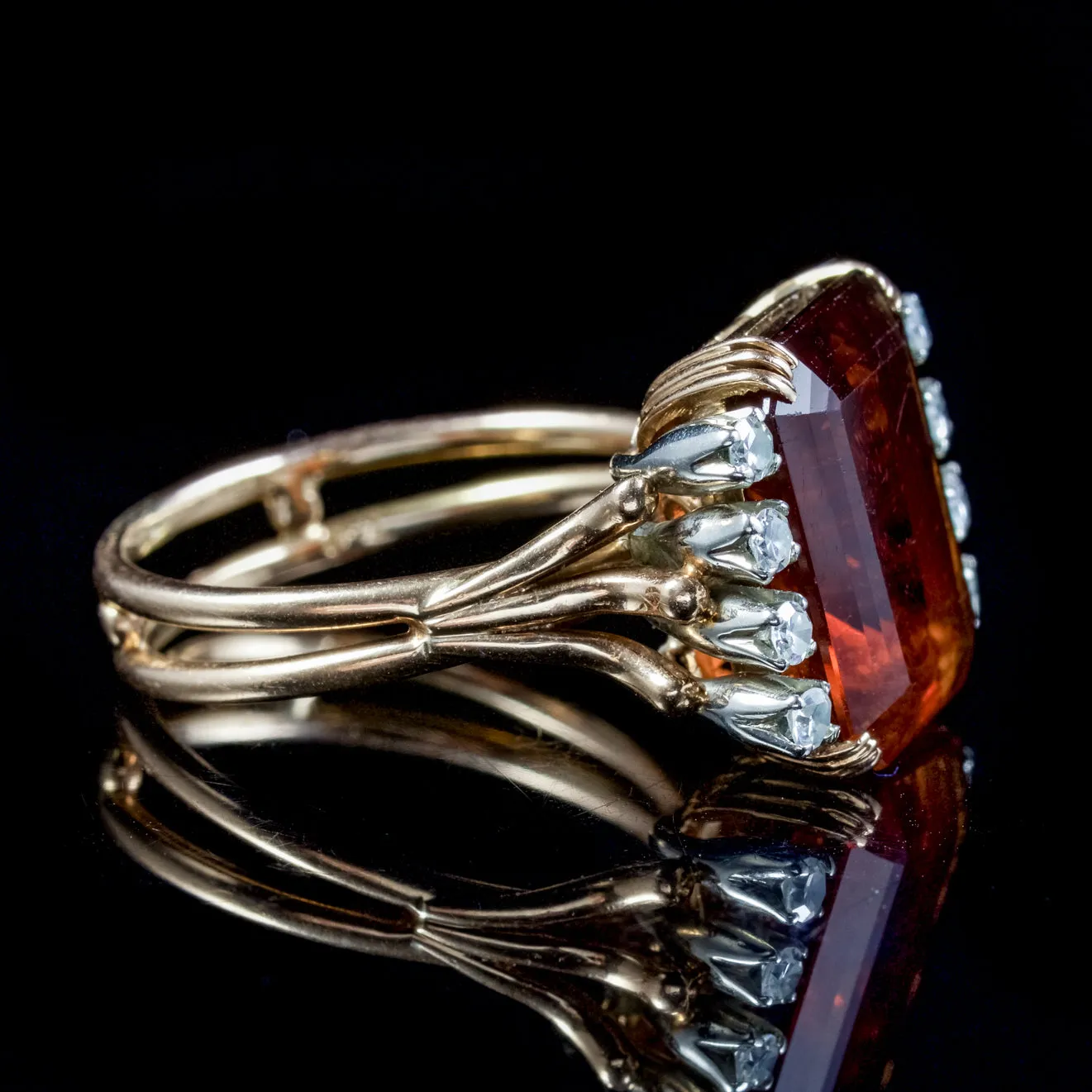 Vintage Citrine Diamond Ring 7ct Citrine Circa 1960