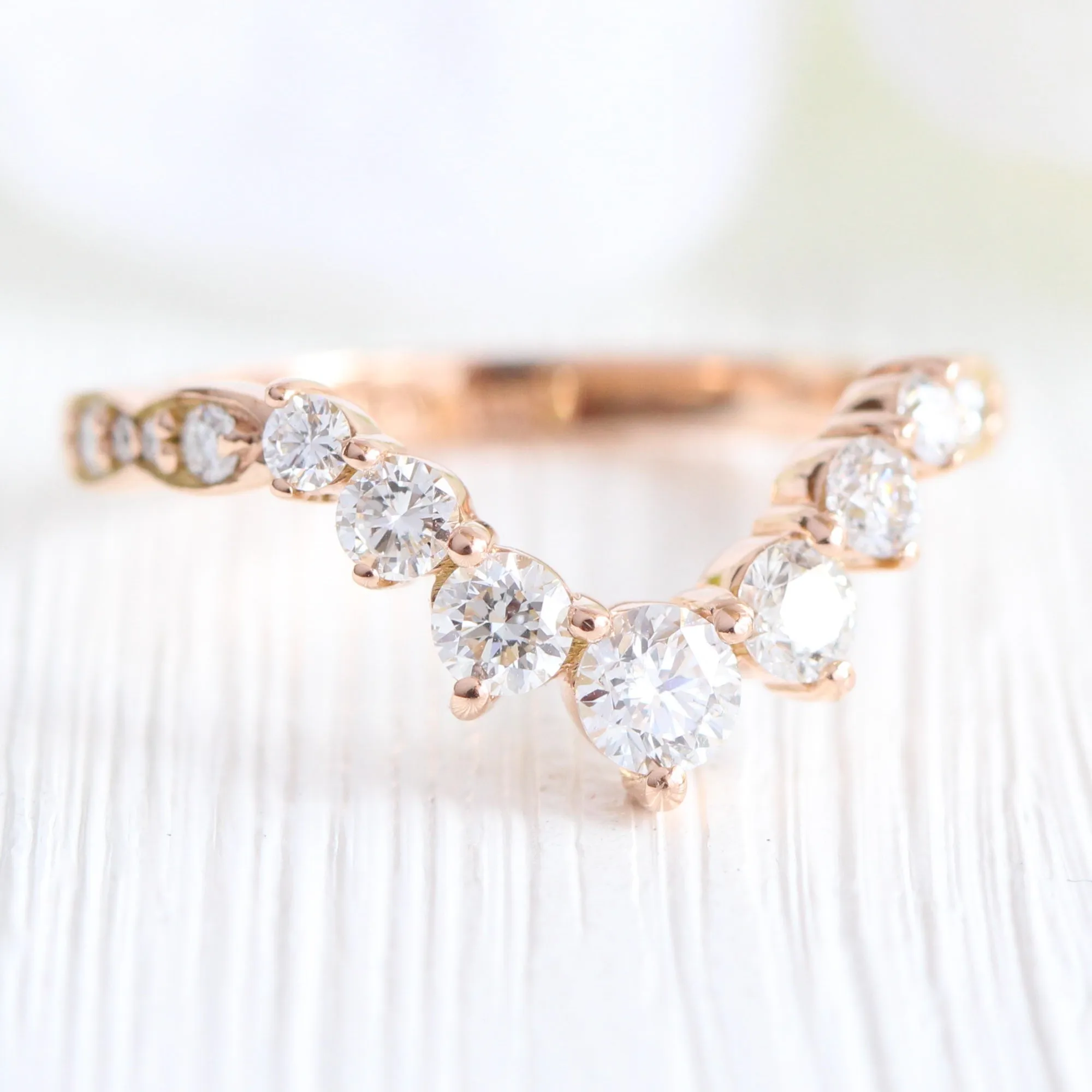 Vintage Floral Pear Ruby Ring Set w/ Large 7 Diamond U Shaped Scalloped Band
