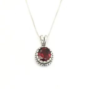 Vintage Garnet Necklace - Natural Garnet Necklace - January Birthstone Pendant