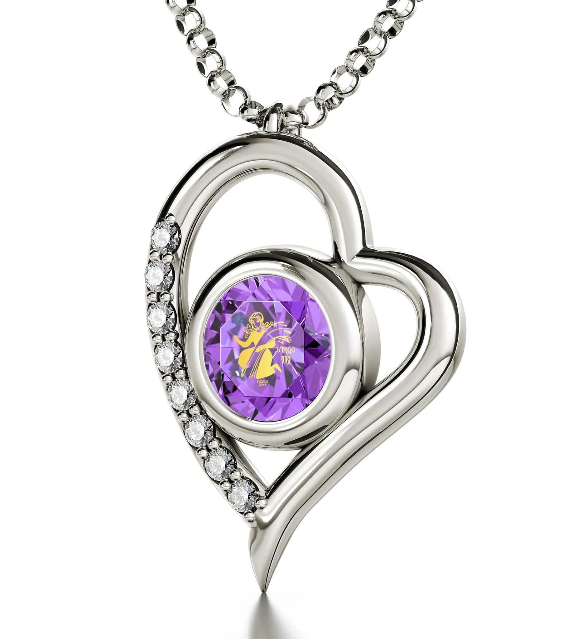 Virgo Sign, 925 Sterling Silver Necklace, Swarovski