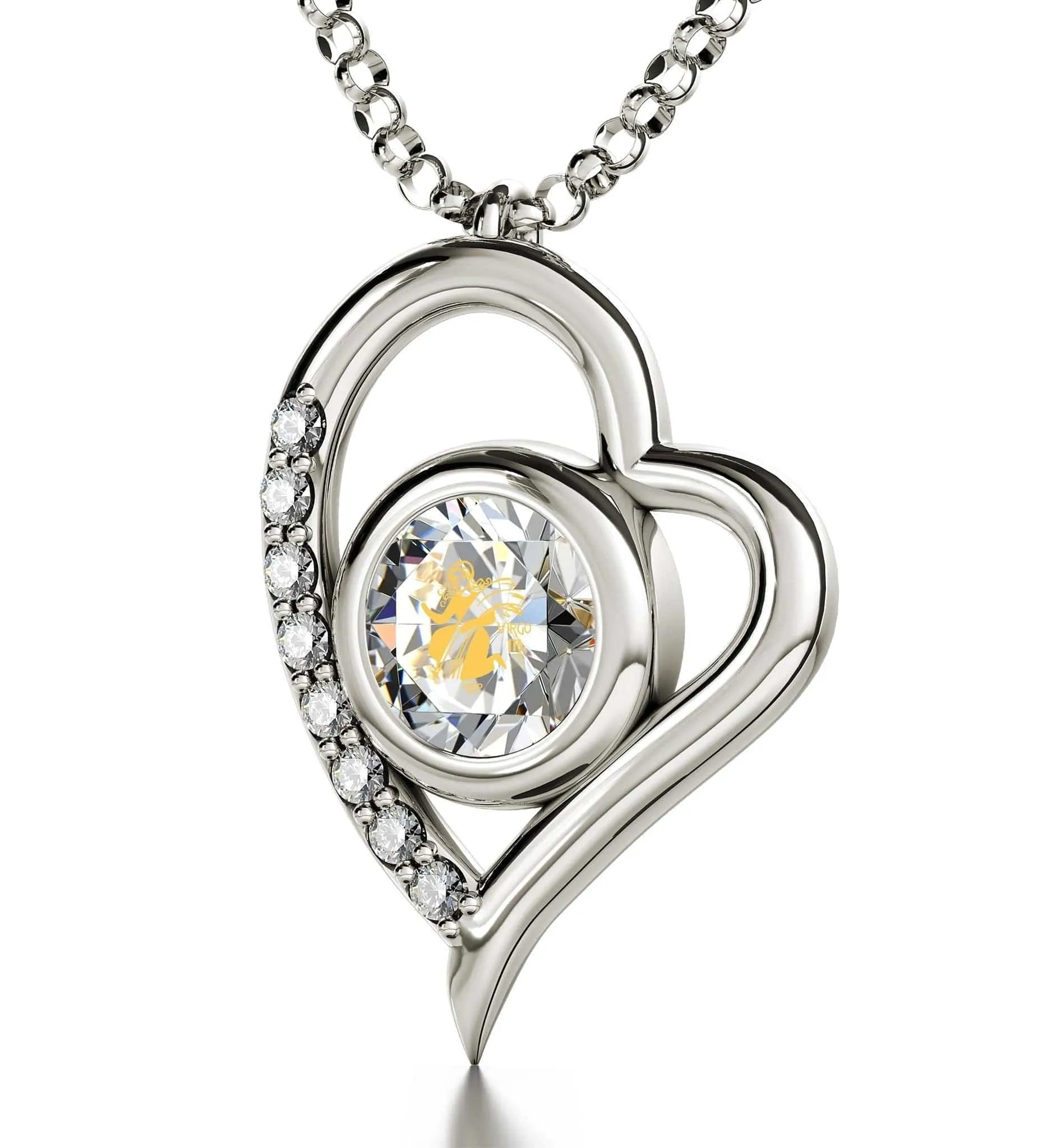 Virgo Sign, 925 Sterling Silver Necklace, Swarovski