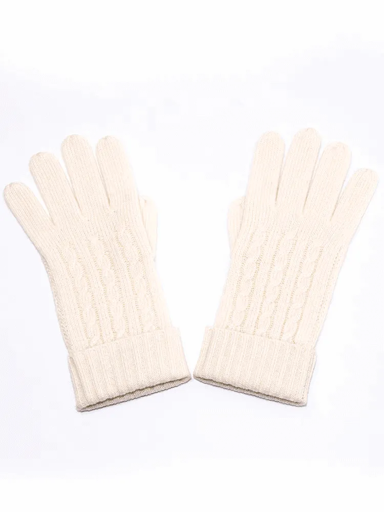women's cashmere cable knitting gloves
