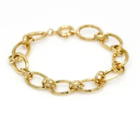 Women's Hollow Oval Link Statement Bracelet in 14k Yellow Gold