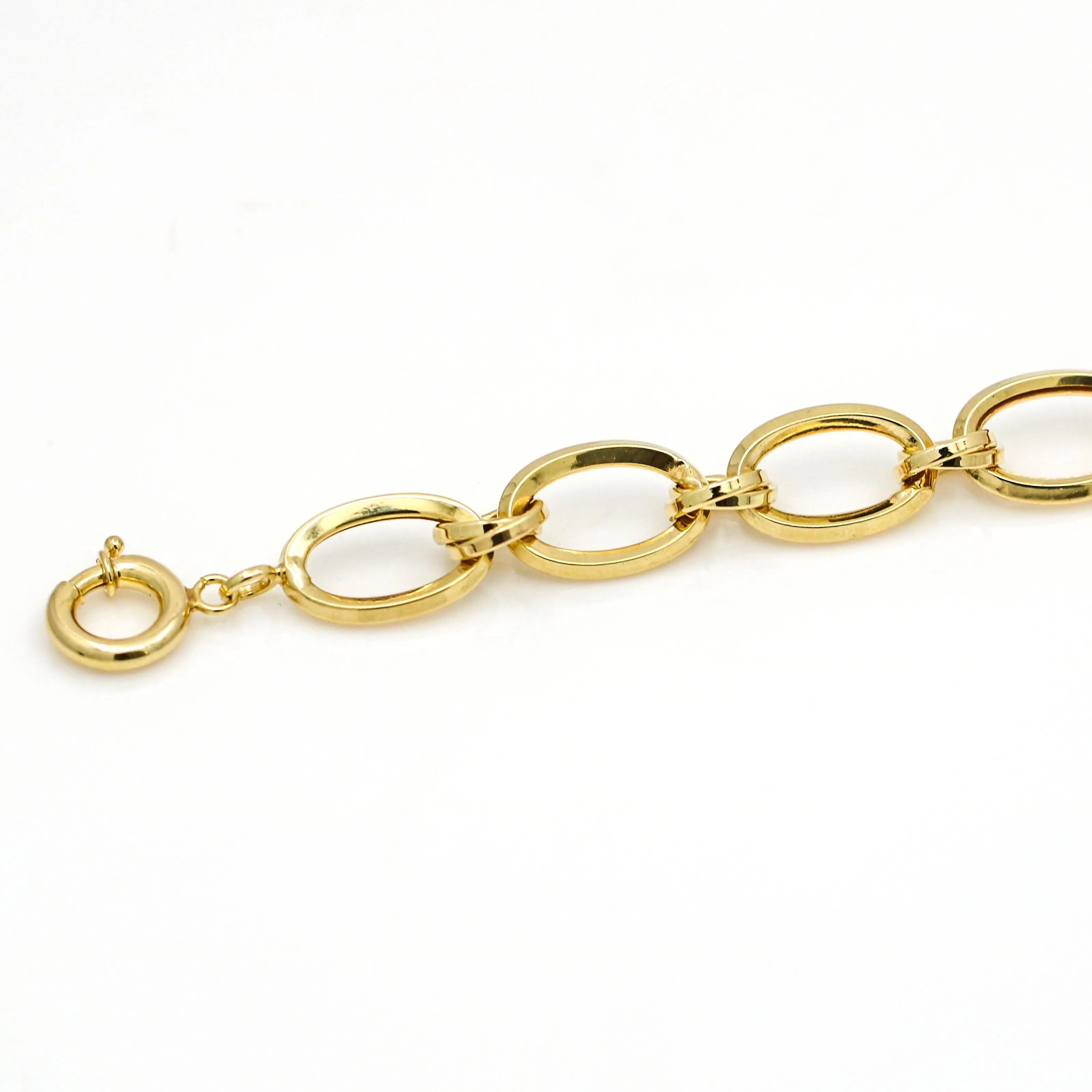 Women's Hollow Oval Link Statement Bracelet in 14k Yellow Gold