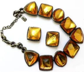 Yves Saint Laurent Necklace Set with Amber Stones
